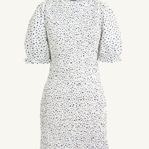 J.Crew Puff-Sleeve Smocked Mini Dress in Dot – 2X